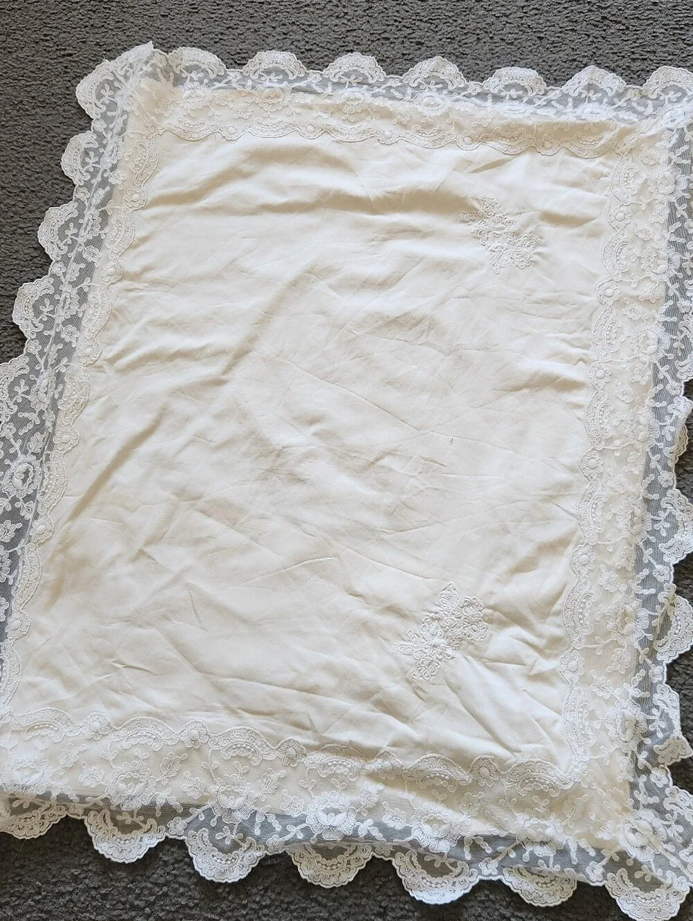 SCHWEITNER LINEN Sham White Lacy Vintage Made In Italy Embroidered 20 x 22
